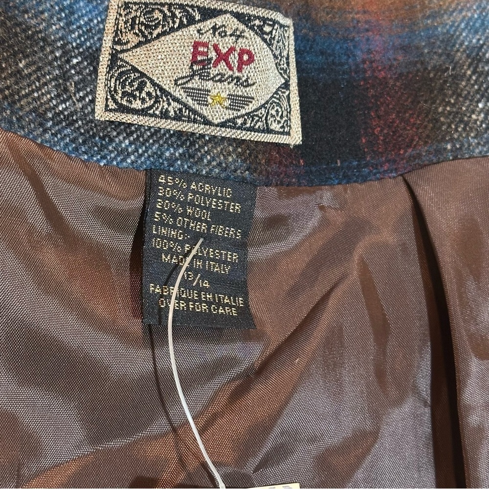 Vtg 90s No.4 EXP Jeans Multicolor Western Wool Wrap Skirt Italy Women Size 13/14 - Picture 8 of 11